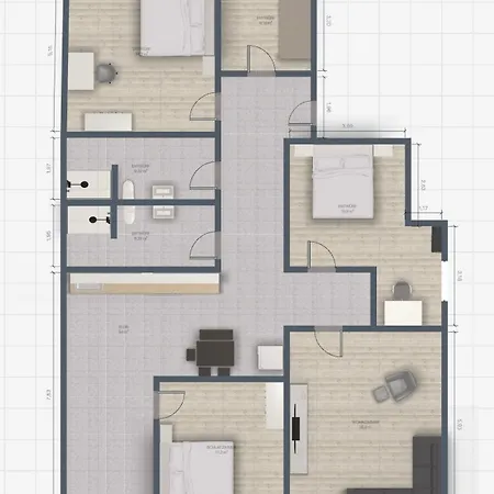 Appartement Clubhaus 6 - Geraeumige Mit 4 Schlafzimmern & 2 Baedern *